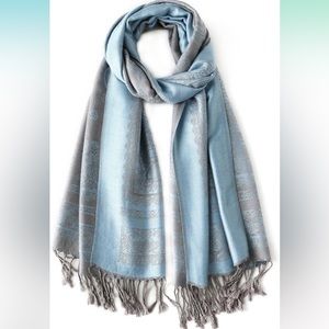 NEW Pashmina Shawl Wrap Light Blue Paisley